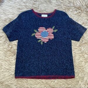 American flag knitted Monterey bay linen blend sweater